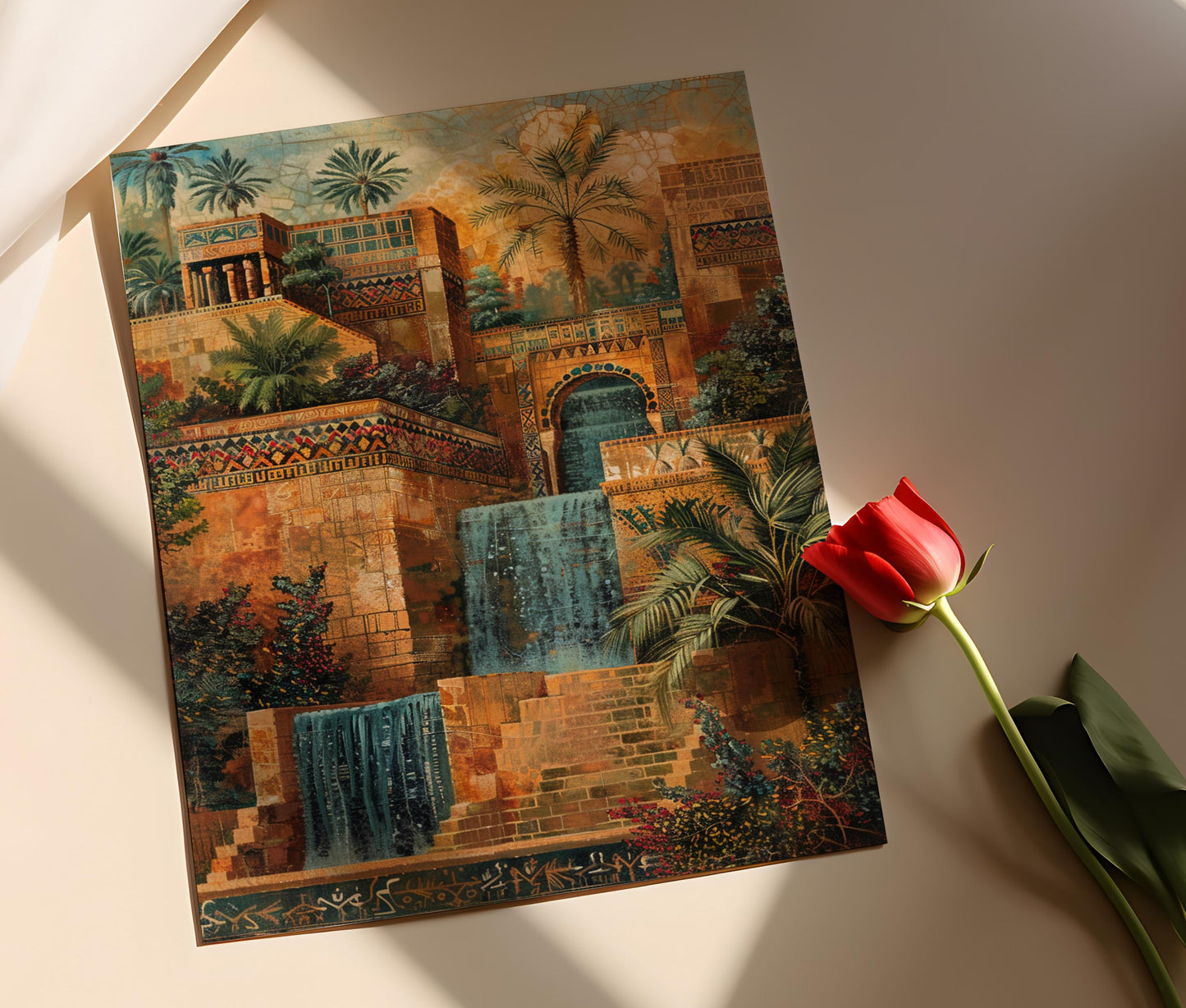 Affiche Jardins Suspendus de Babylone – Impression Fresque, Merveille Antique