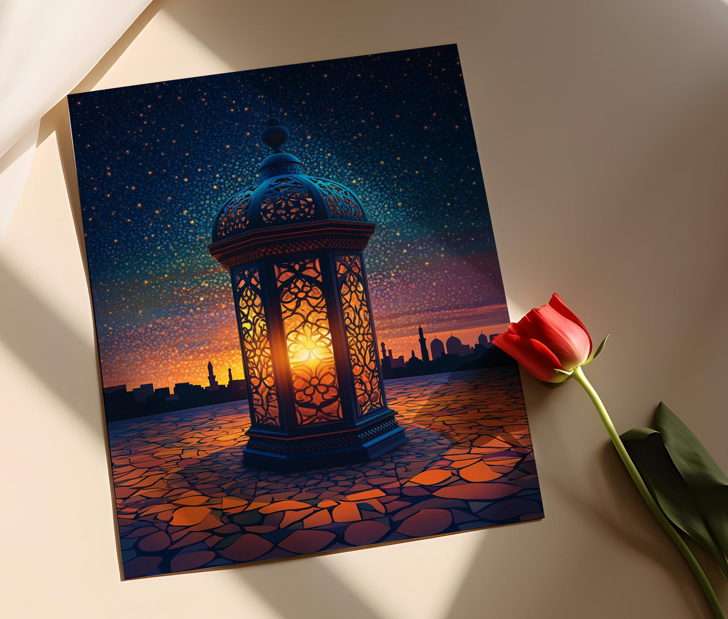 Affiche Lanterne Islamique – Poster Art avec Designs Géométriques