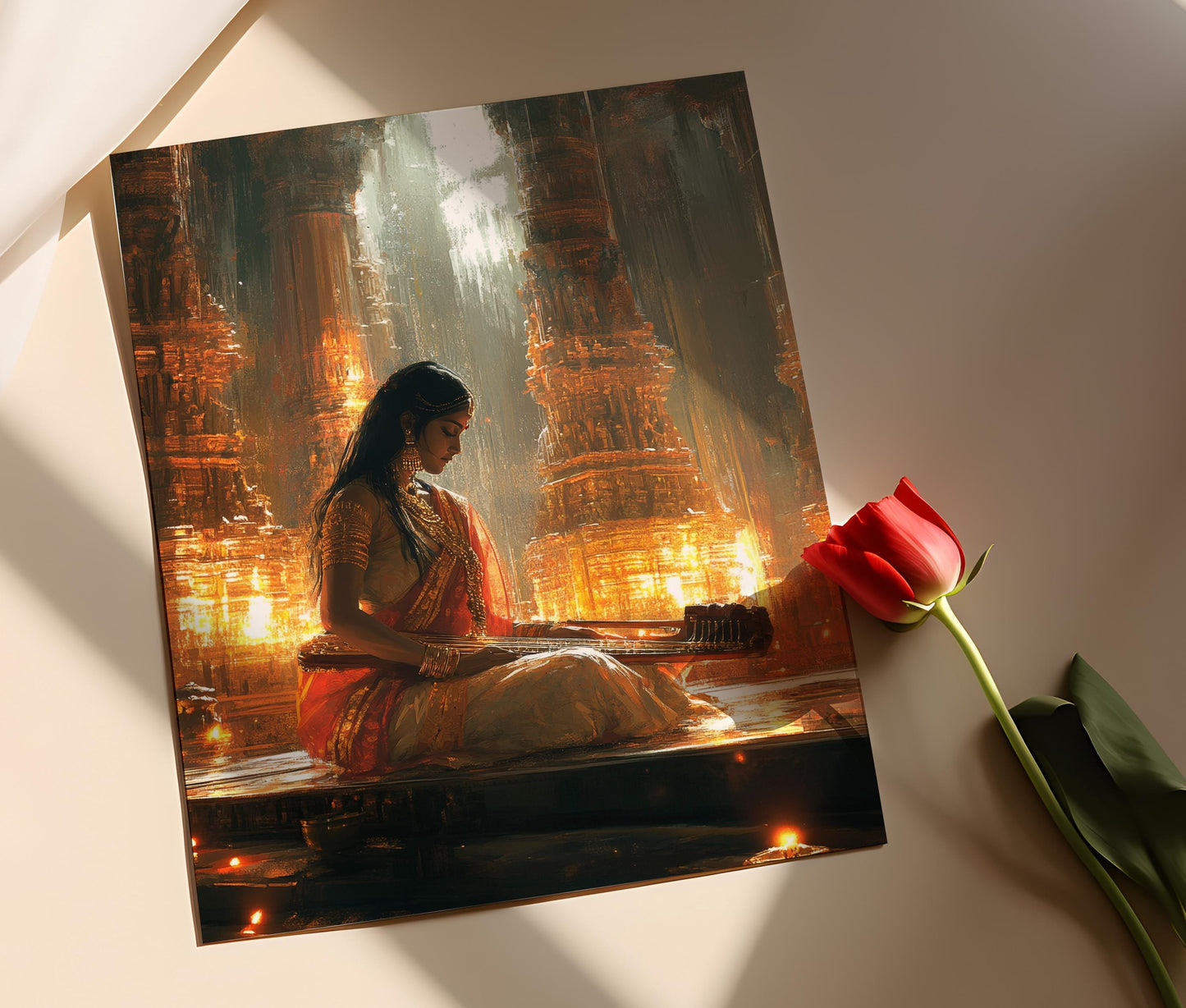 Affiche Artiste de Veena dans un Temple – Décor Musique Classique