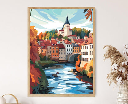Affiche Český Krumlov – Poster Art médiéval de République tchèque