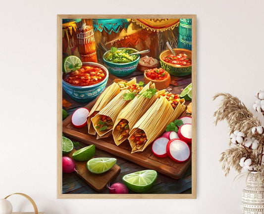 Affiche Tamales Mexicains – Poster Décor Vibrant pour Cuisine Fiesta