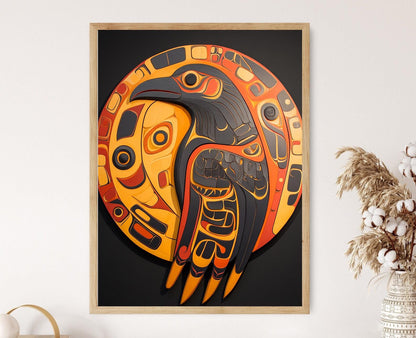 Affiche Raven Haida – Impression Art, Motifs Traditionnels, Trickster Mythique