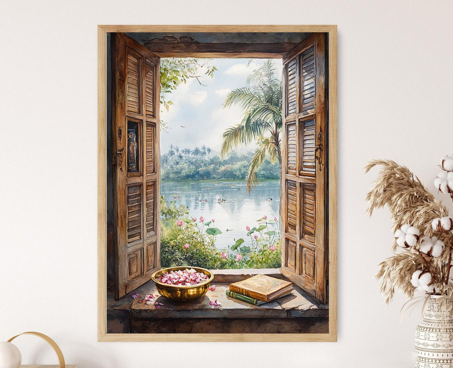 Affiche Thane Maharashtra – Poster Art de Brass Urli, Lac Lotus