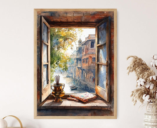 Affiche Kanpur – Poster Art Terracotta et Chikankari en tissu