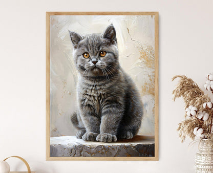 Affiche British Shorthair – Imprimé Giclee d'Art de Chat Fantaisie
