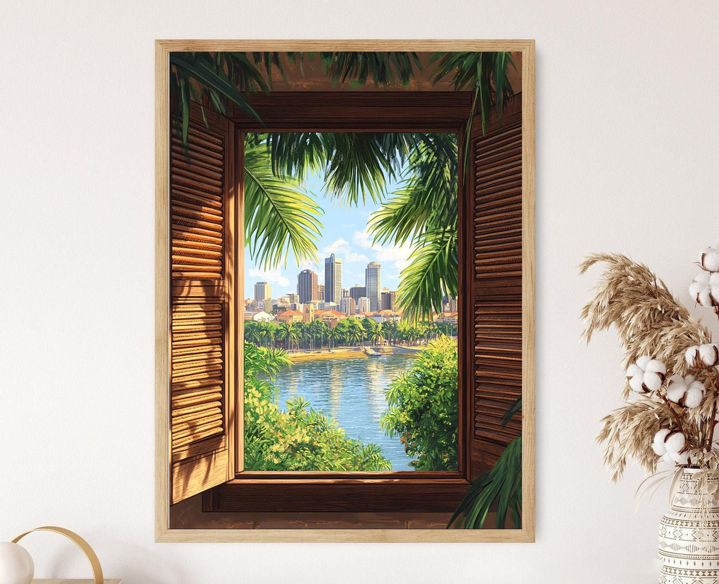 Affiche Perth – Illustration de la fenêtre avec vue sur la Swan River