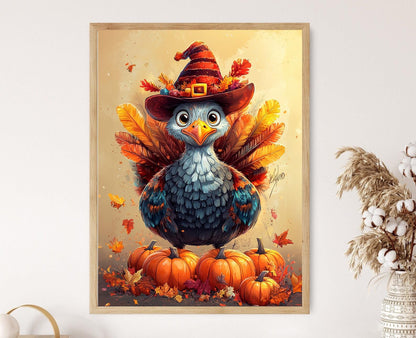 Affiche de Dinde Fantaisiste – Poster Art pour un Décor Festif de Thanksgiving