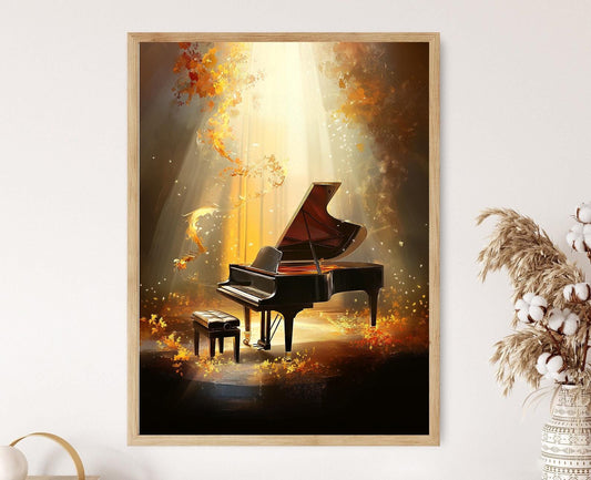 Affiche Piano Rêveur – Poster Élégant pour Décor de Salle de Musique