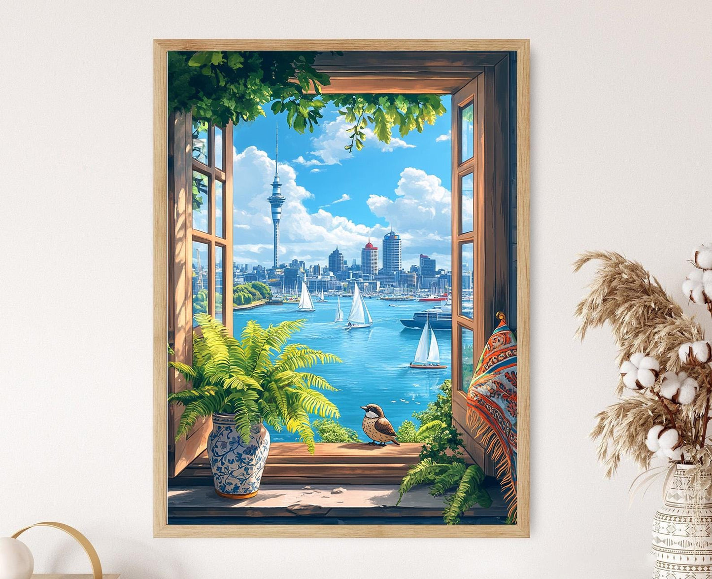 Affiche Port d'Auckland – Poster Art Māori avec Vue sur le Port