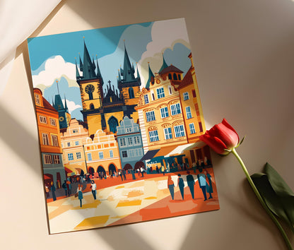 Affiche Vieille Ville – Poster Art de Prague et son Architecture historique