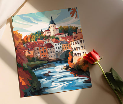 Affiche Český Krumlov – Poster Art médiéval de République tchèque