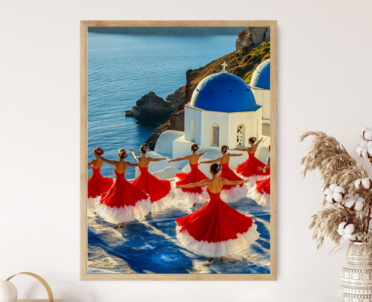 Affiche Sirtaki Grec – Poster Paysage de Santorin