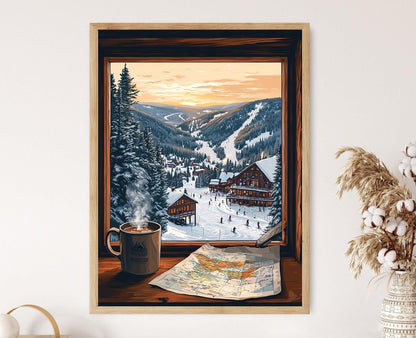 Affiche Station de Ski Killington – Poster Vue de Cabane d'Hiver au Vermont