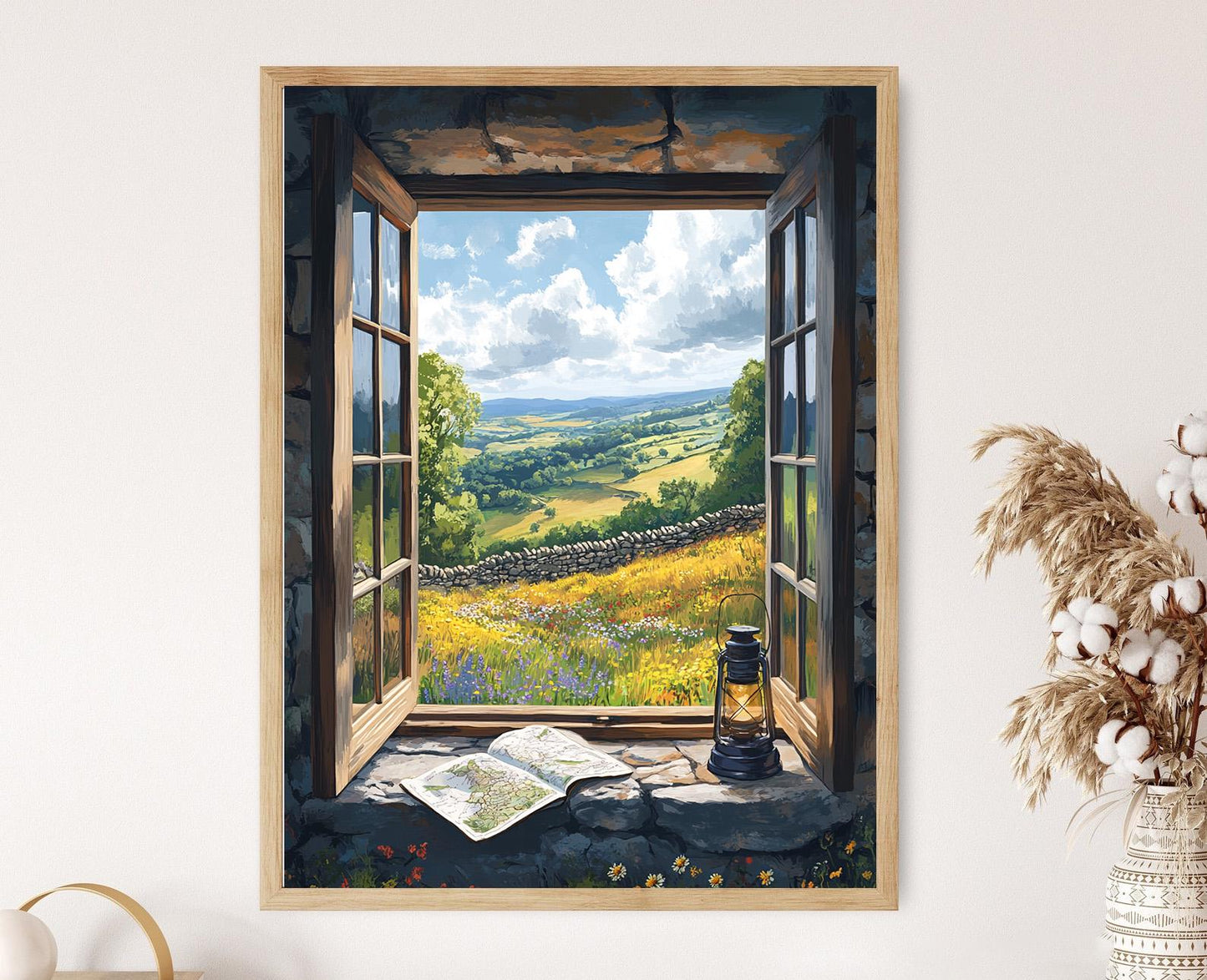 Affiche Paysage Peak District – Illustration des falaises et prairies anglaises