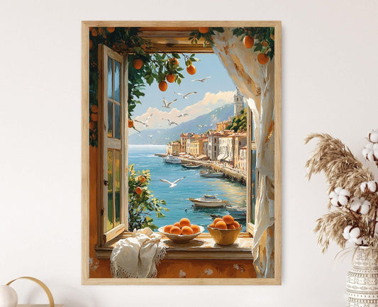 Affiche Odesa – Poster Vue de la mer Noire et bâtiments portuaires