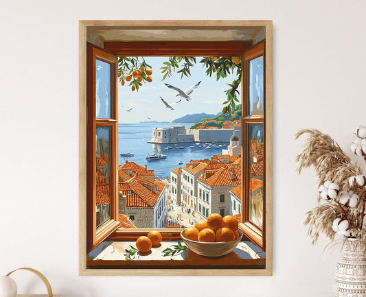 Affiche Dubrovnik – Poster Vue de la mer Adriatique et toits en terre cuite