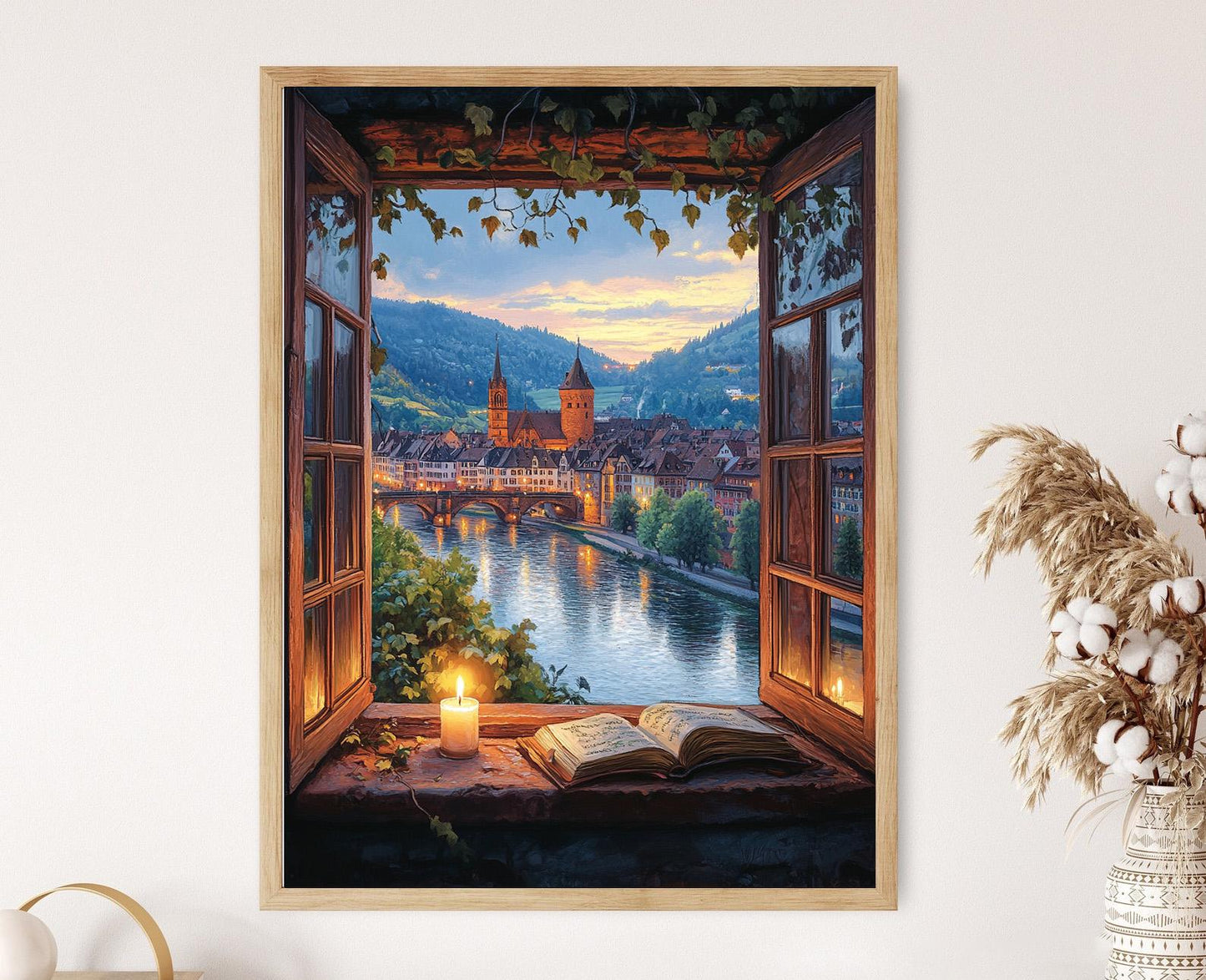 Affiche Heidelberg – Poster Vue du Pont Ancien et Château au Crépuscule