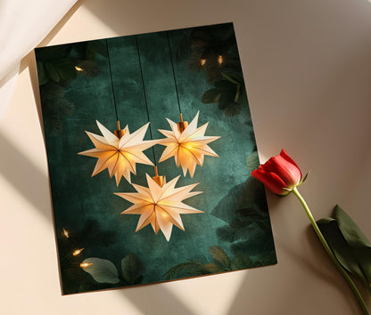 Affiche Minimaliste Blanc – Poster Art Parol avec Étoiles Filipino