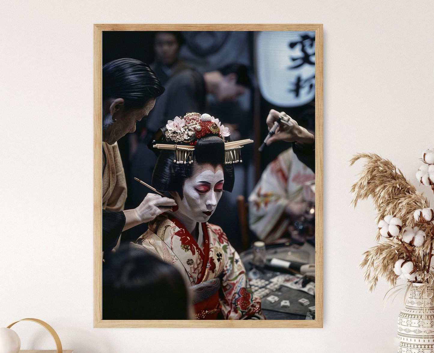 Affiche Kabuki – Art Print des Préparations en Coulisse et Transformation