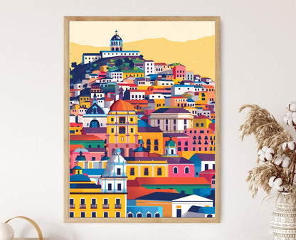 Affiche Quito Équateur – Art vectoriel minimaliste de l'architecture coloniale