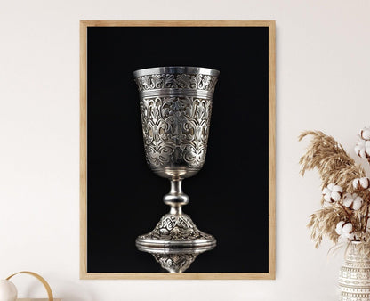 Affiche Art Juif – Illustration Ornate de Coupe Kiddush