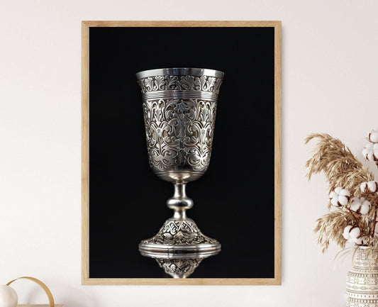 Affiche Art Juif – Illustration Ornate de Coupe Kiddush