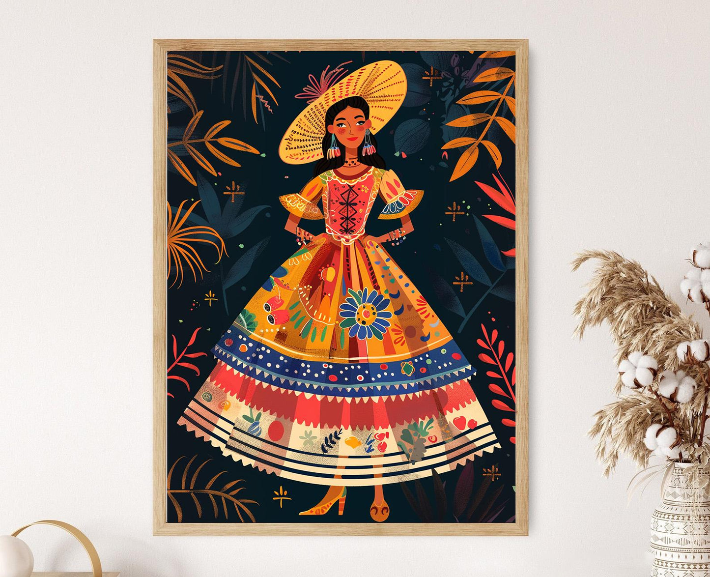 Affiche Femme Brésilienne en Robe Baiana – Illustration Chic, Art Culturel