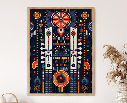 Affiche Art en Perles Zulu – Motifs Traditionnels et Couleurs Vives