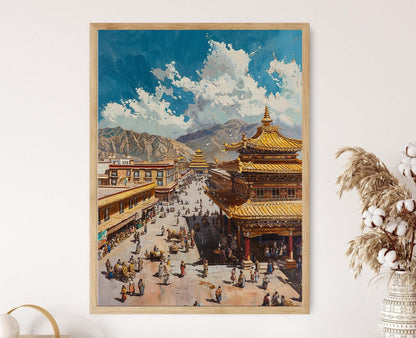 Affiche Temple Jokhang – Poster Art Culturelle Toit Doré Lhassa