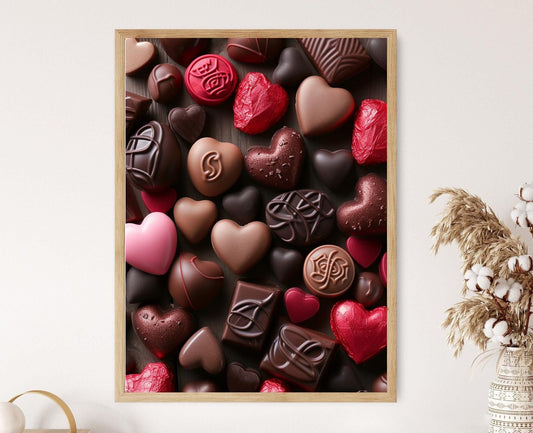 Affiche Chocolat en Cœur – Poster Déco Gourmande et Sucrée