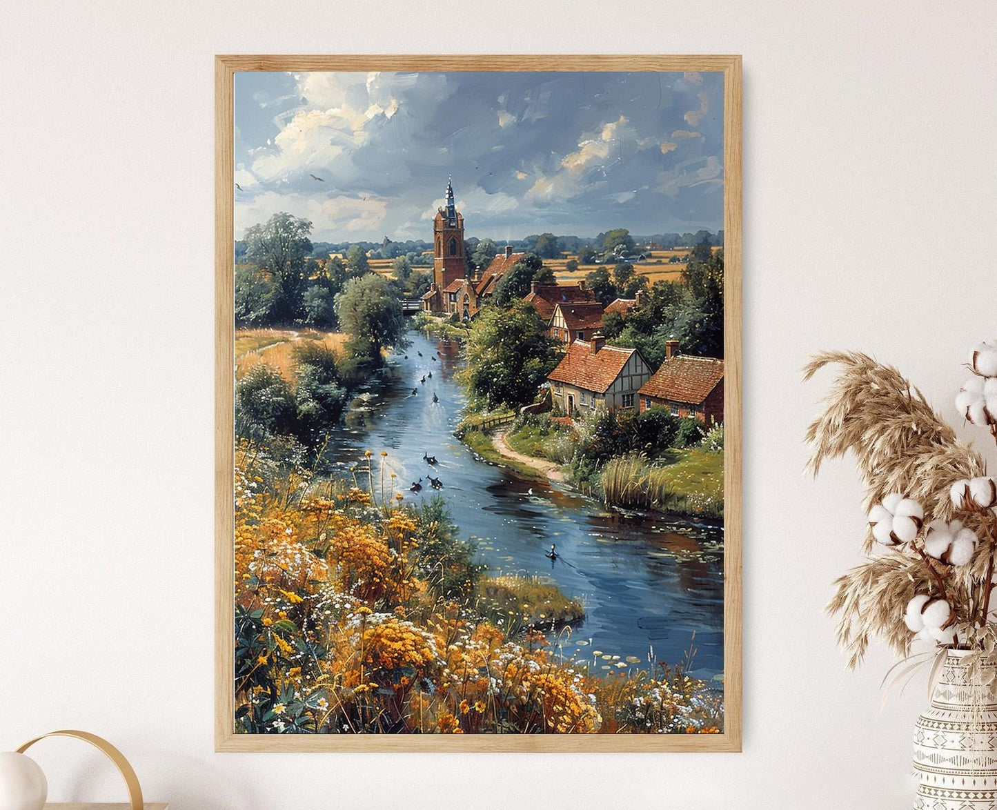 Affiche des Broads de Norfolk – Poster Art du Village de Wroxham