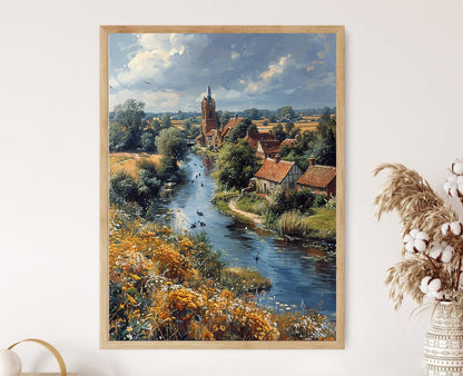 Affiche des Broads de Norfolk – Poster Art du Village de Wroxham