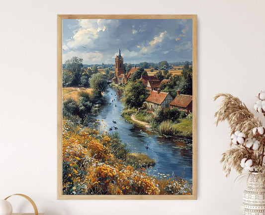 Affiche des Broads de Norfolk – Poster Art du Village de Wroxham