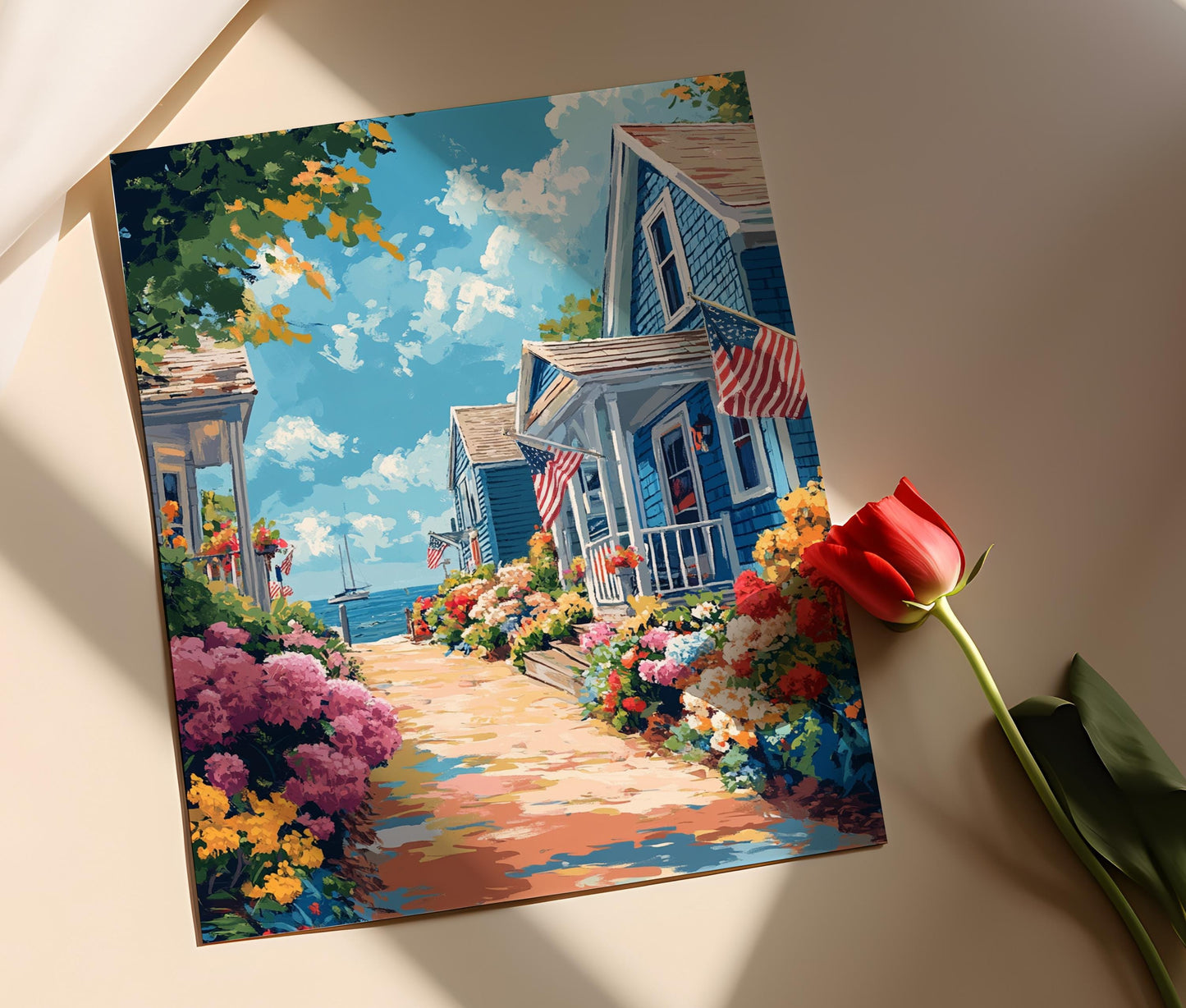 Affiche Côte de Provincetown – Illustration Nautique de Village Maritime