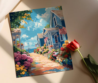 Affiche Côte de Provincetown – Illustration Nautique de Village Maritime