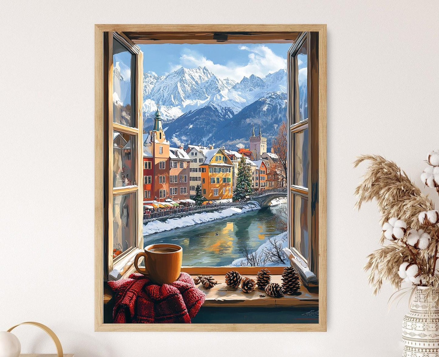Affiche Innsbruck – Maison sur l'Inn, Alpes Nordkette, Lumière d'Hiver