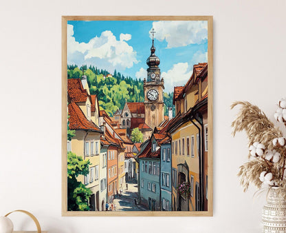 Affiche Graz – Poster Ville Médiévale Autrichienne en Art Print