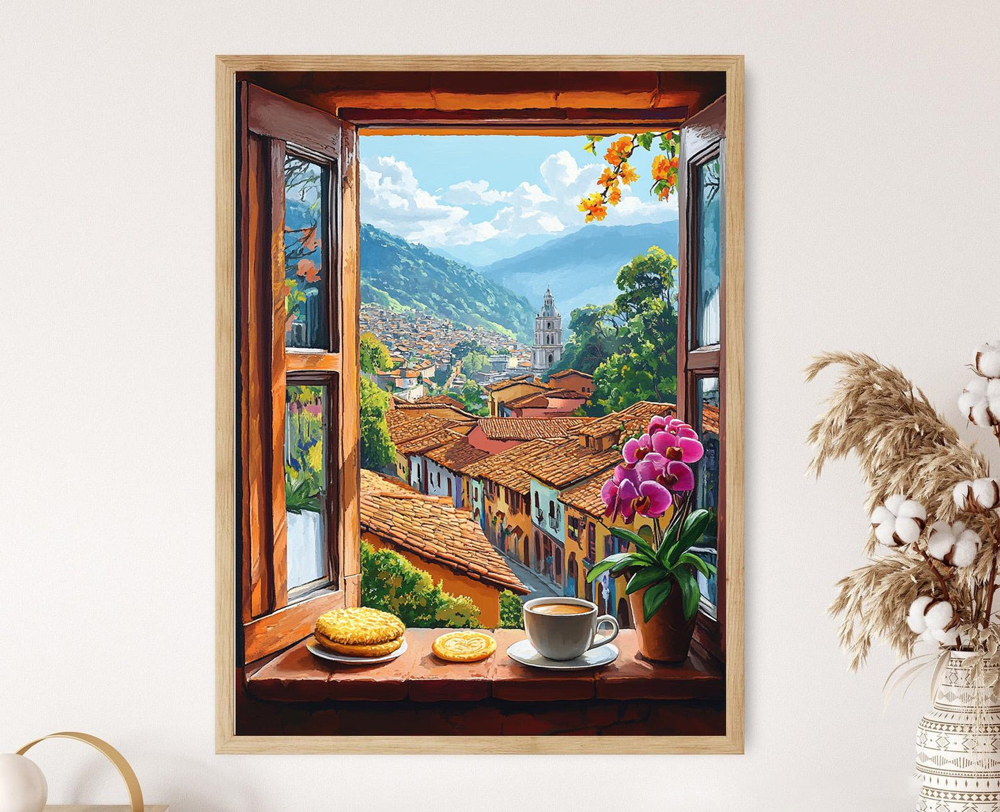 Affiche Bogotá – Toits de La Candelaria et Montagne Monserrate