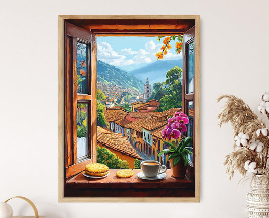 Affiche Bogotá – Toits de La Candelaria et Montagne Monserrate