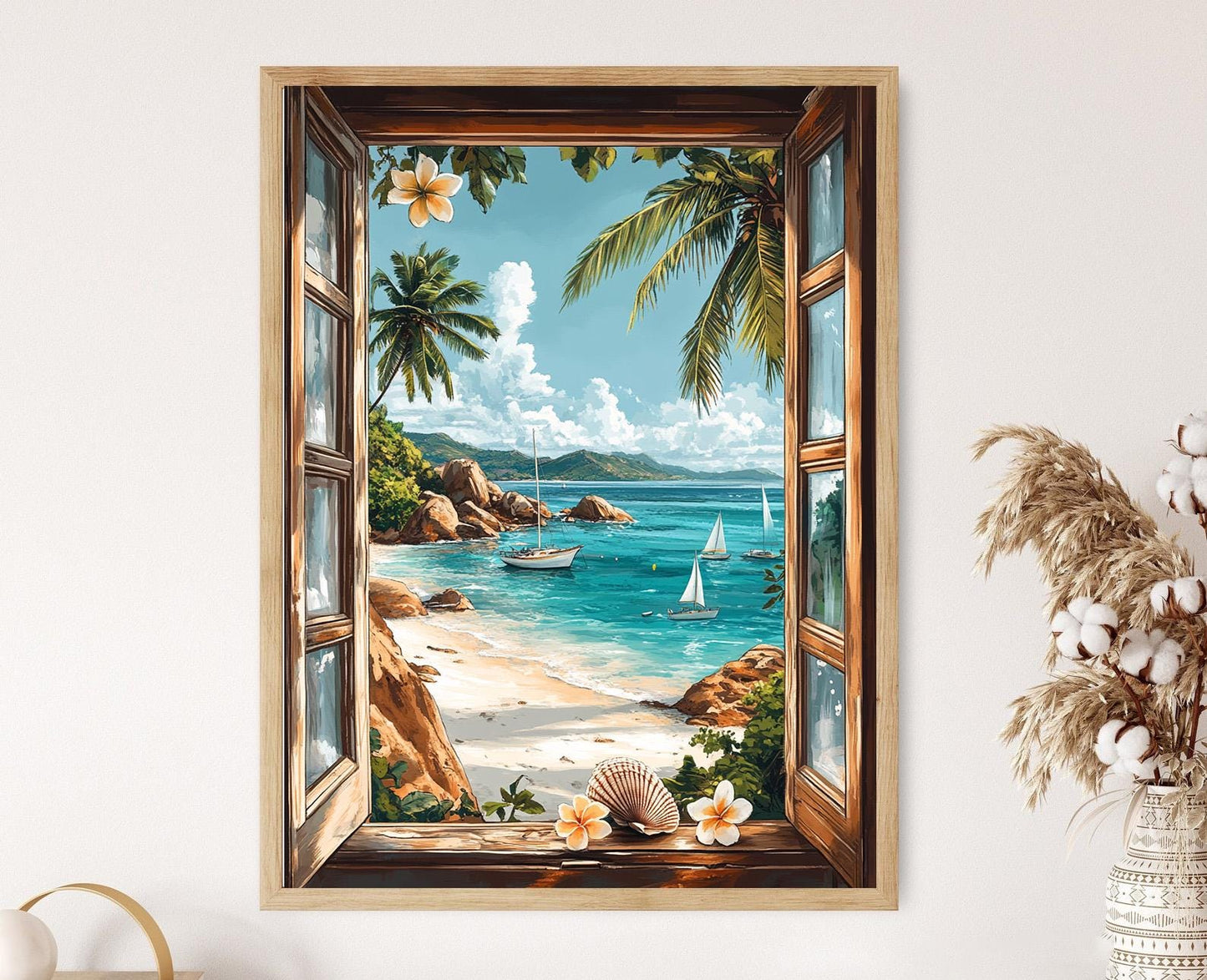 Affiche Seychelles – Poster des Rochers de Granit et Lagune Turquoise