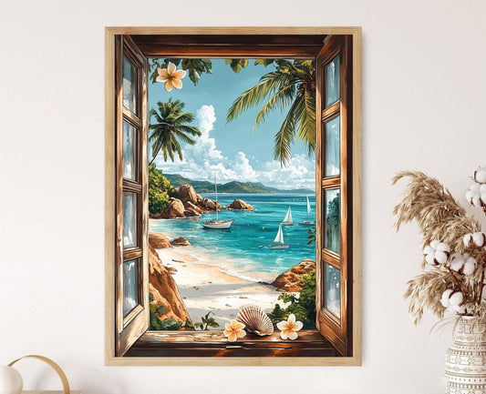 Affiche Seychelles – Poster des Rochers de Granit et Lagune Turquoise