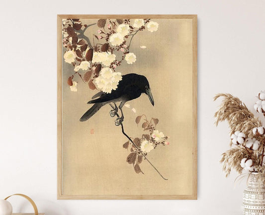 Affiche Corbeau sur une Branche de Cerisier – Impression d'Art Shin Hanga