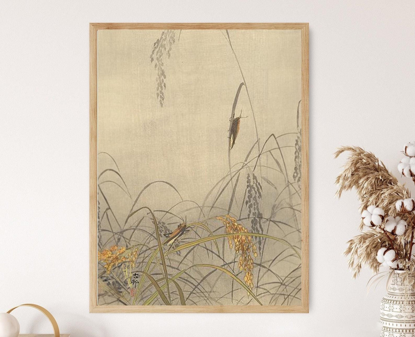 Affiche Sauterelles sur Riz, 1910 – Poster Art Shin Hanga Ohara Koson