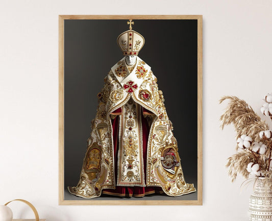 Affiche de la Tenue Cérémonielle du Pape – Imprimé des Vêtements Liturgiques