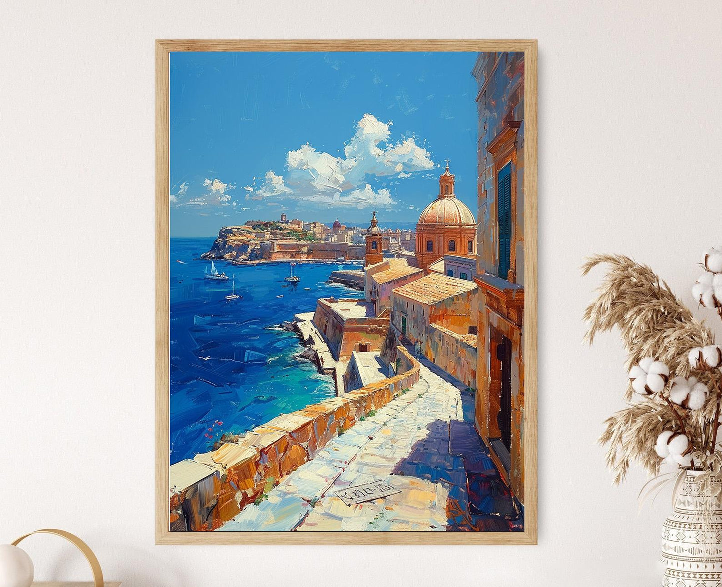 Affiche Vieille Ville de Malte – Impression Aquarelle Méditerranéenne