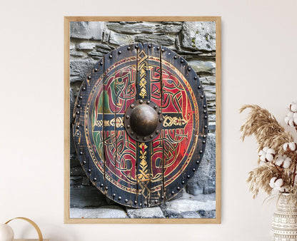Affiche de Bouclier Viking – Poster Symboles de Guerre Nordique