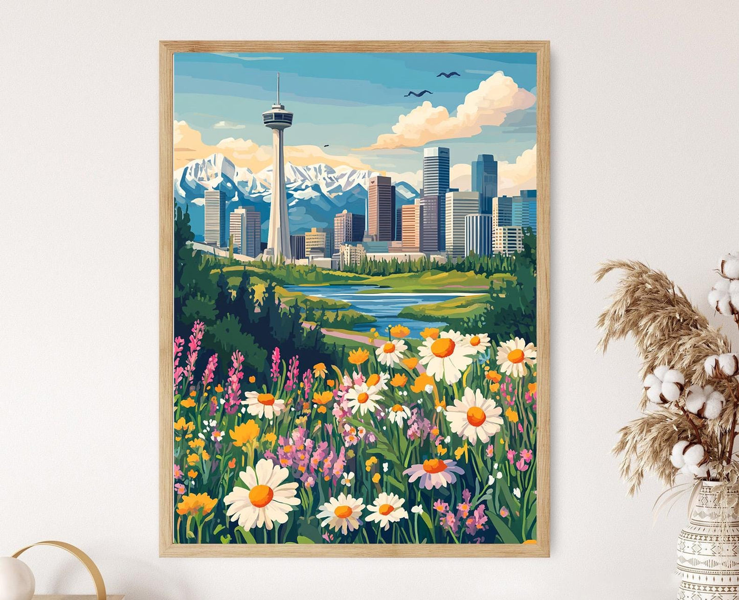 Affiche Calgary Tower – Impression artistique moderne des montagnes rocheuses
