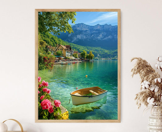 Affiche Lac d'Annecy – Impression Art, Eaux Cristallines et Village Charmant