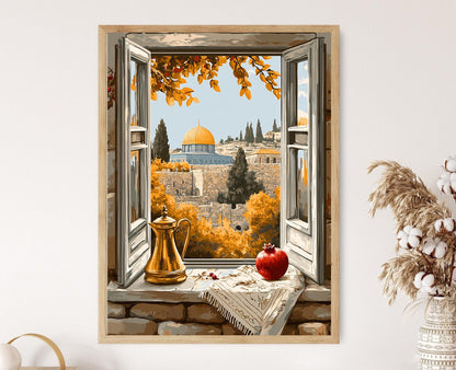 Affiche de Jérusalem – Poster Vue du Dôme du Rocher, Vieille Ville