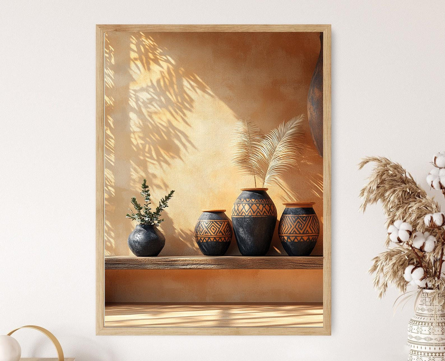 Affiche Pottery Nubienne – Art mural géométrique en argile minimaliste